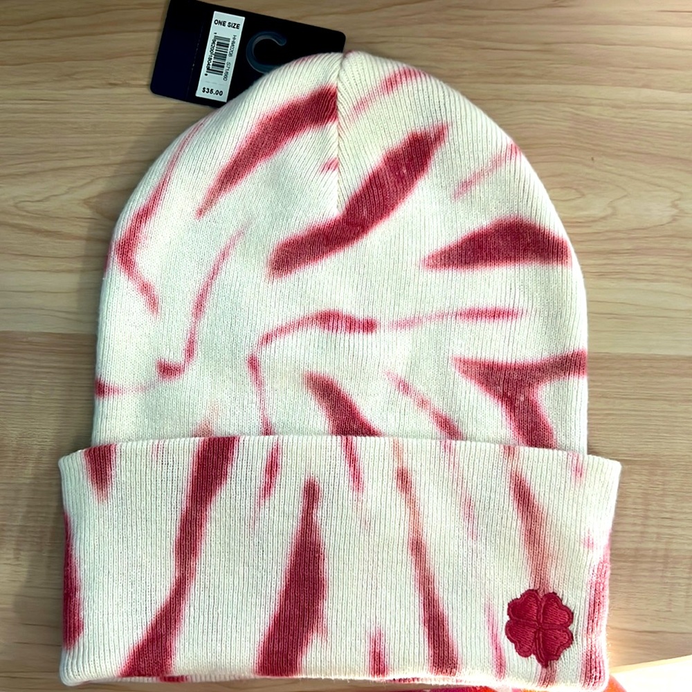 Lucky brand pink tie dye Clover beanie